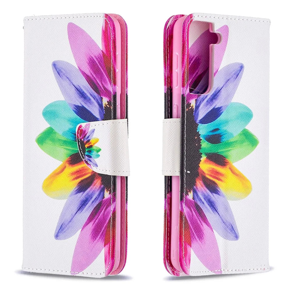 Hot Style Pattern Printing Stand Phone Case Cover for Samsung Galaxy S21+ 5G - Flower - 4