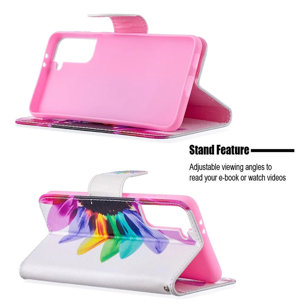 Hot Style Pattern Printing Stand Phone Case Cover for Samsung Galaxy S21+ 5G - Flower - 5