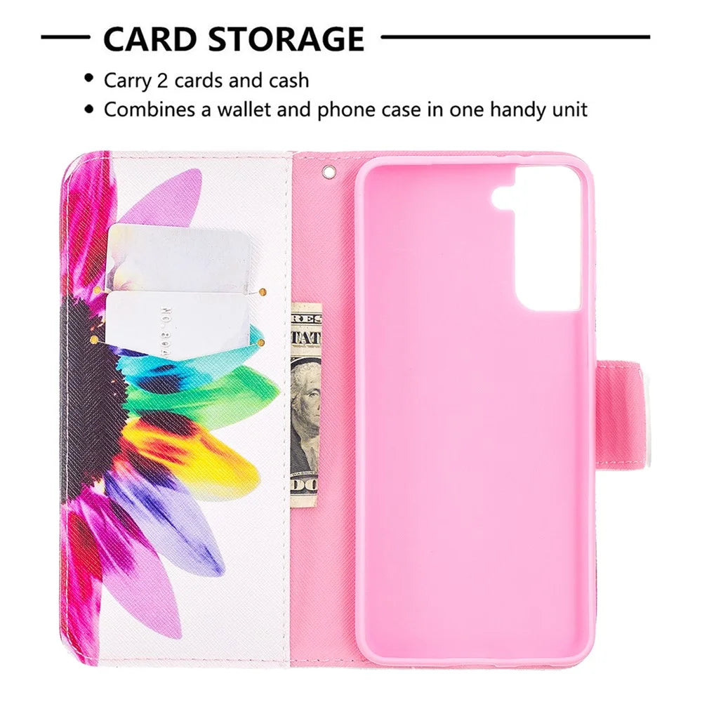 Hot Style Pattern Printing Stand Phone Case Cover for Samsung Galaxy S21+ 5G - Flower - 6
