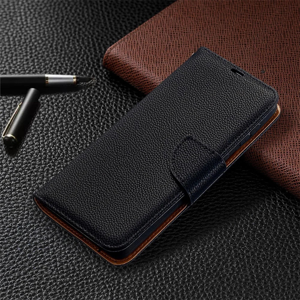 Litchi Texture with Wallet Leather Stand Case for Samsung Galaxy S21+ 5G - Black - 7