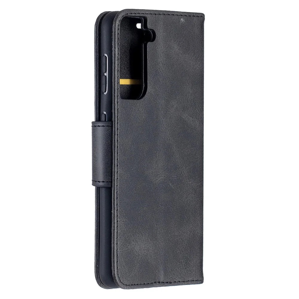 PU Leather Wallet Stylish Smartphone Case for Samsung Galaxy S21 5G/S21 4G - Black - 3