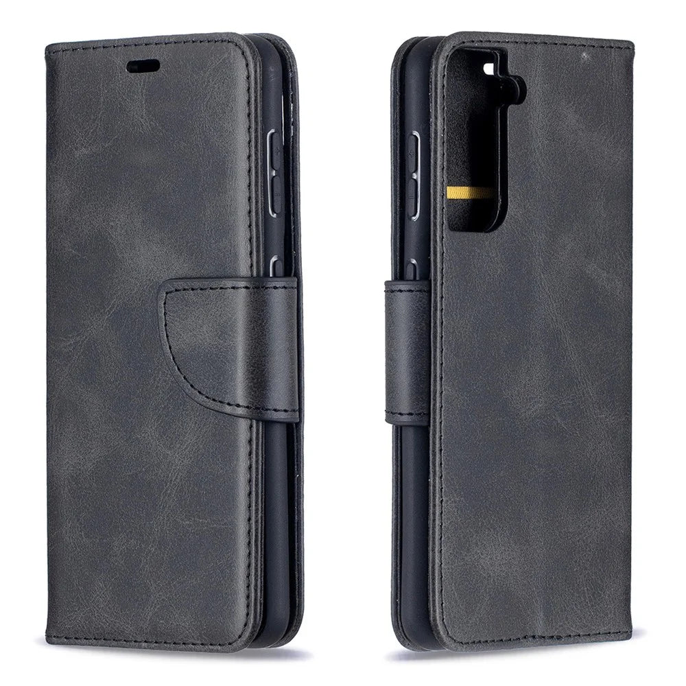 PU Leather Wallet Stylish Smartphone Case for Samsung Galaxy S21 5G/S21 4G - Black - 4