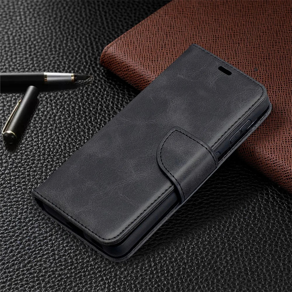 PU Leather Wallet Stylish Smartphone Case for Samsung Galaxy S21 5G/S21 4G - Black - 7