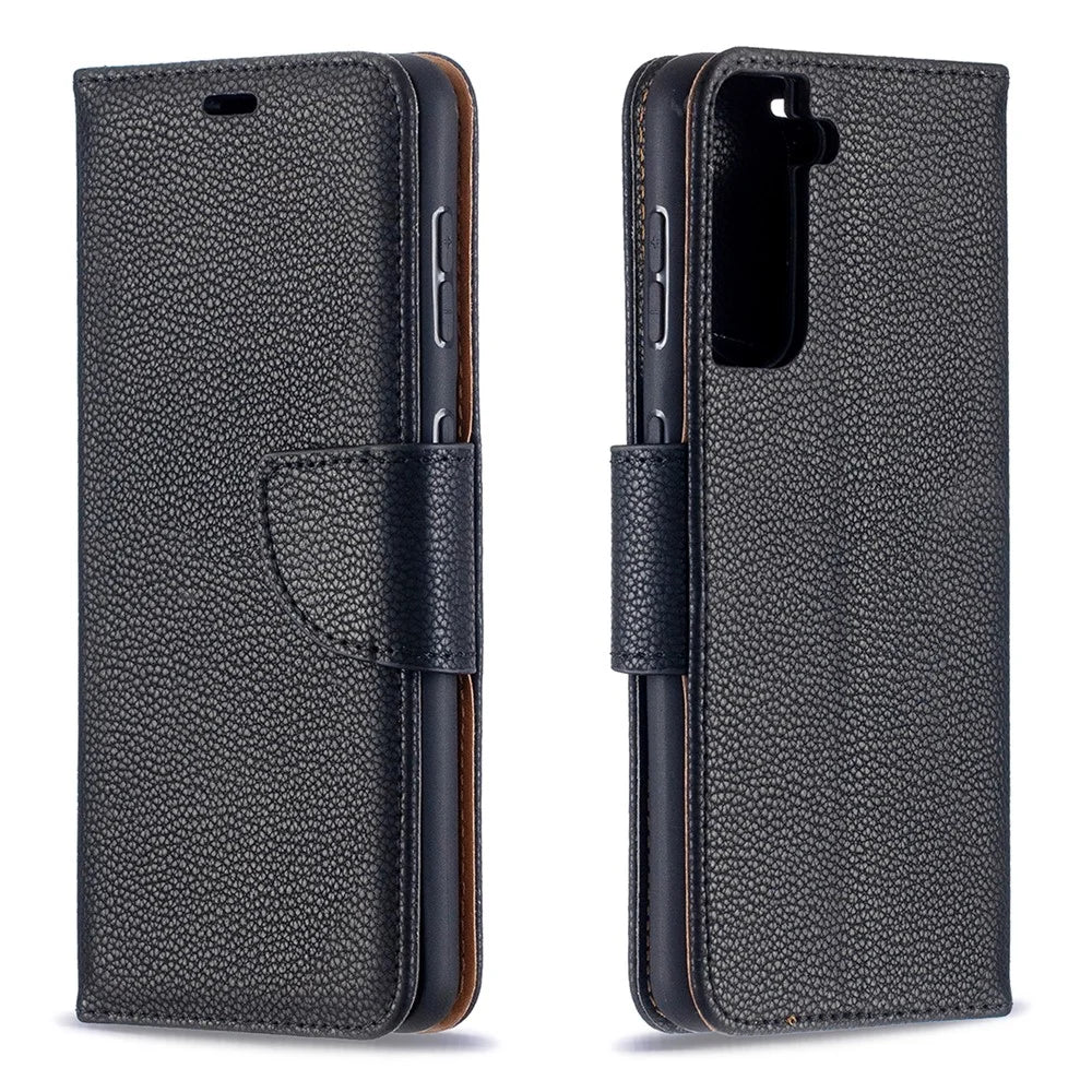 Litchi Surface with Wallet Leather Stand Phone Case for Samsung Galaxy S21 5G/S21 4G - Black - 4