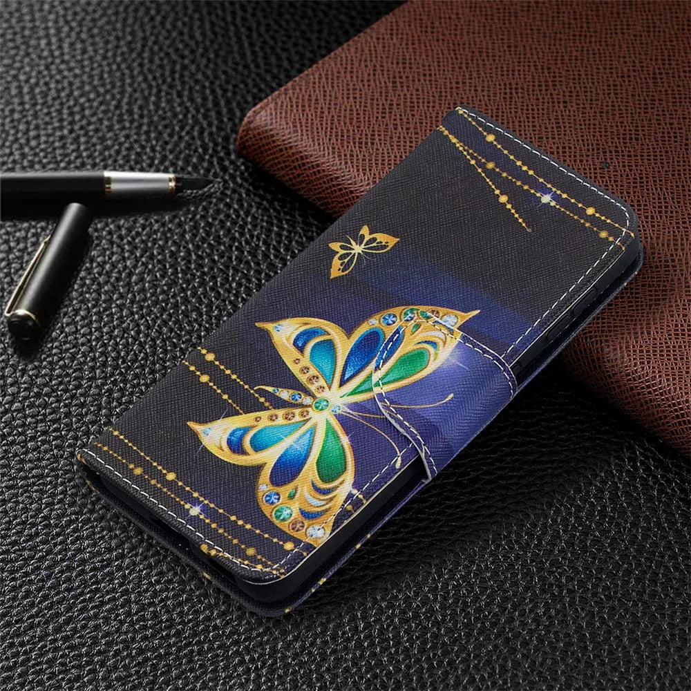 Pattern Printing Phone Cover Wallet Leather Case for Samsung Galaxy S21 5G/S21 4G - Butterfly - 7