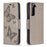 Imprint Butterflies Pattern Wallet Stand Leather Phone Cover for Samsung Galaxy S21 4G / 5G - Grey - 4