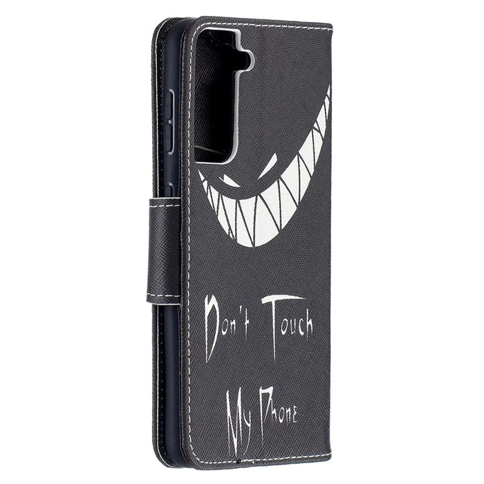 Faddish Pattern Printing Stand Leather Case Cover for Samsung Galaxy S21 4G/5G - Teeth - 3