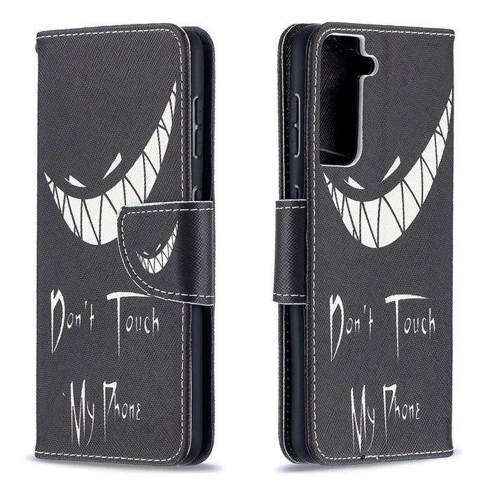 Faddish Pattern Printing Stand Leather Case Cover for Samsung Galaxy S21 4G/5G - Teeth - 4
