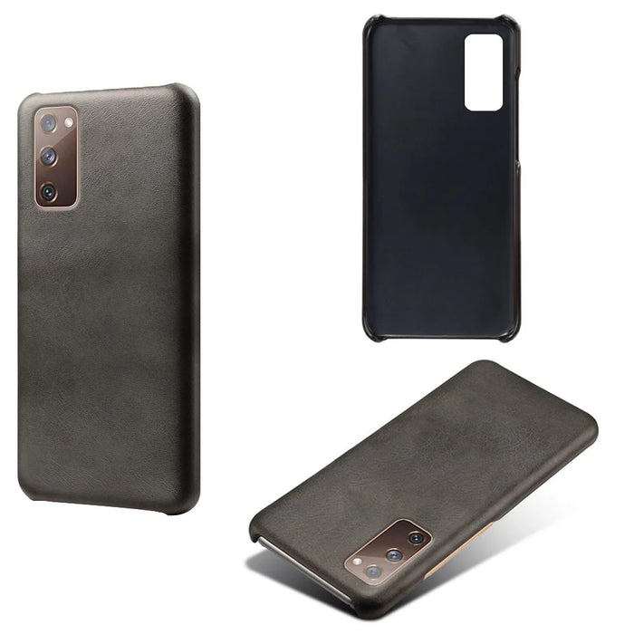 PU Leather Coated PC Case for Samsung Galaxy S20 FE 4G/5G/S20 Lite/S20 FE 2022 Protector Cover - Black - 2