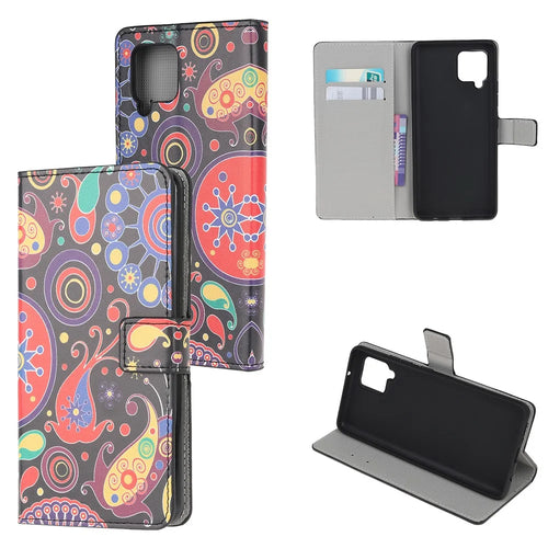 Wallet Stand Leather Pattern Printing Protective Case for Samsung Galaxy A12 - Colorful Circle - 1