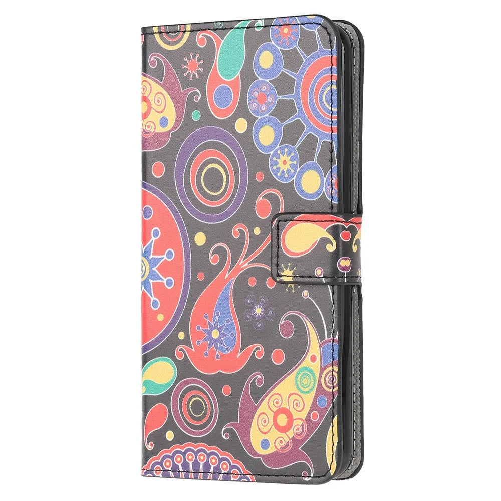 Wallet Stand Leather Pattern Printing Protective Case for Samsung Galaxy A12 - Colorful Circle - 2