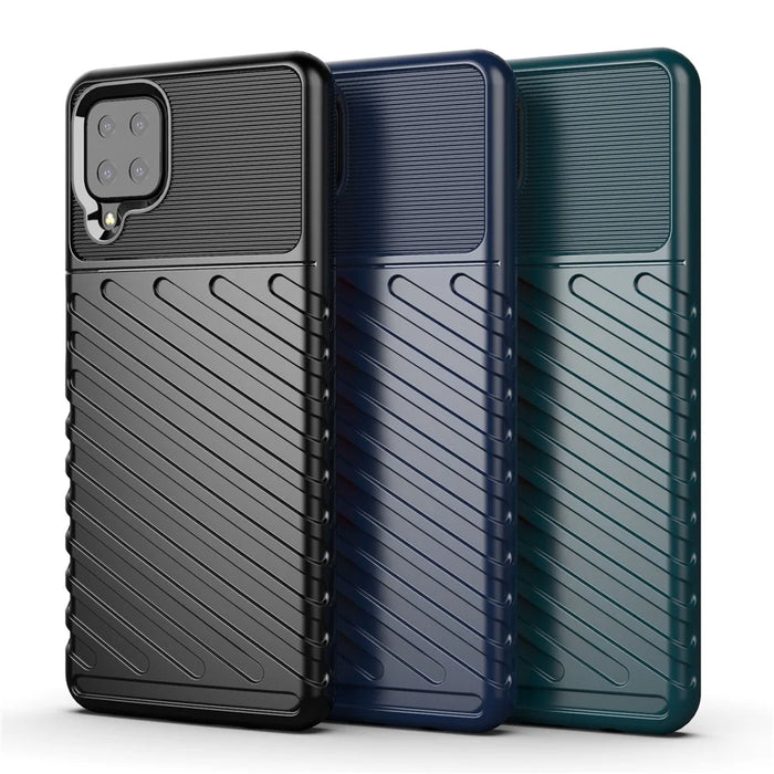 Thunder Series Twill Texture TPU Protection Case for Samsung Galaxy A12 - Black - 3