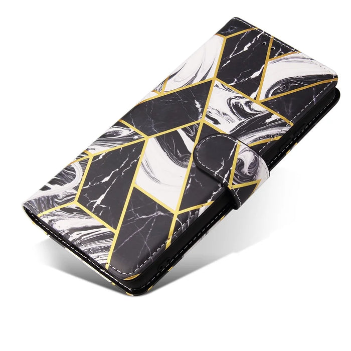 For Samsung Galaxy S20 FE 4G/5G/S20 Lite/S20 FE 2022 Lacquered Marble Pattern Leather Protection Case - Black - 2