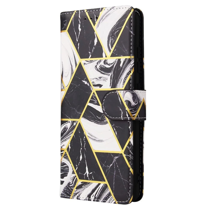 For Samsung Galaxy S20 FE 4G/5G/S20 Lite/S20 FE 2022 Lacquered Marble Pattern Leather Protection Case - Black - 7