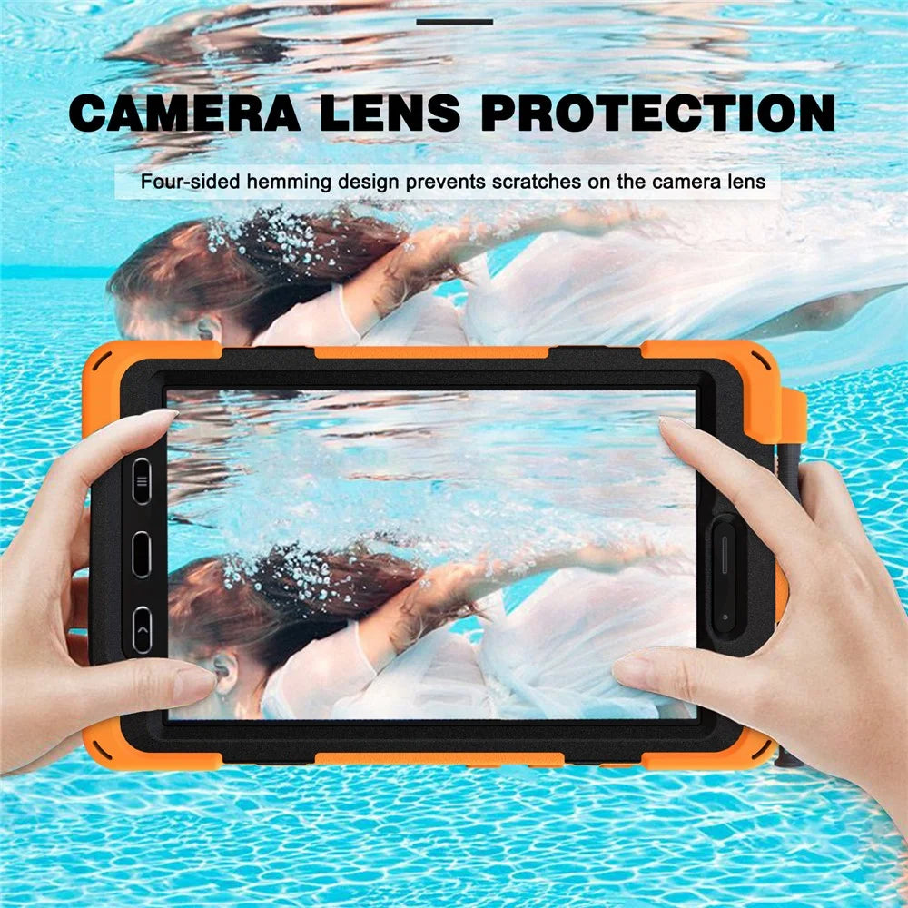 PC and Silicone Tablet Case + Pen Slot + Hand Band + 360° Swivel Kickstand for Samsung Galaxy Tab Active 3 T570/T575/T575N/T577 - Orange - 6
