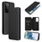 Anti-scratch Carbon Fiber Texture Auto-absorbed Leather Case for Samsung Galaxy S21 Ultra 5G Protective Shell - Black - 1