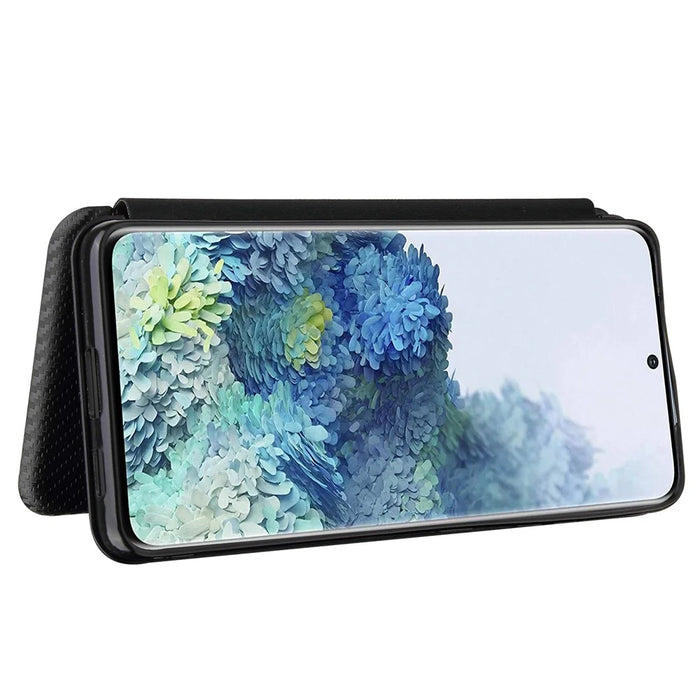 Anti-scratch Carbon Fiber Texture Auto-absorbed Leather Case for Samsung Galaxy S21 Ultra 5G Protective Shell - Black - 5