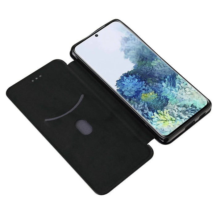 Anti-scratch Carbon Fiber Texture Auto-absorbed Leather Case for Samsung Galaxy S21 Ultra 5G Protective Shell - Black - 7
