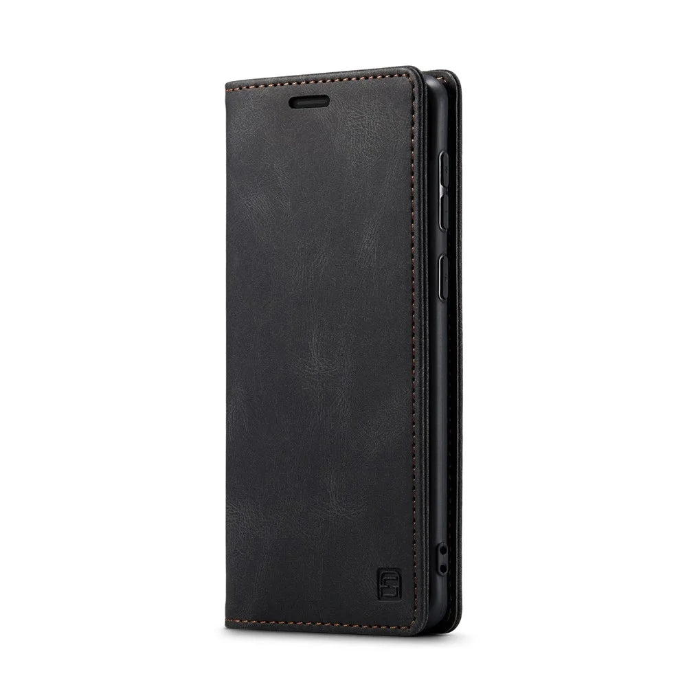 AUTSPACE A01 Series RFID Blocking Retro Matte Leather Stand Case Wallet for Samsung Galaxy A71 SM-A715 - Black - 3