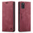 AUTSPACE A01 Series RFID Blocking Retro Matte Leather Case Wallet for Samsung Galaxy A41 (Global Version) - Red - 2