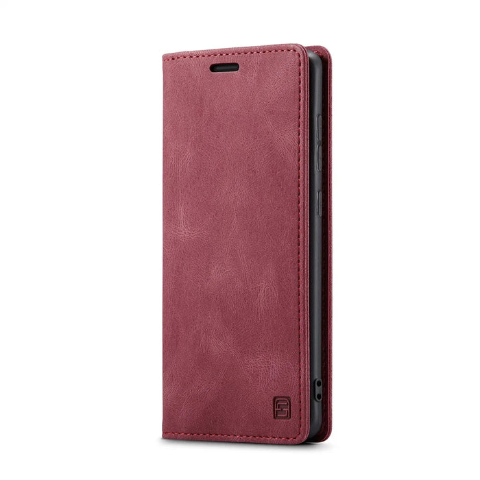 AUTSPACE A01 Series RFID Blocking Retro Matte Leather Case Wallet for Samsung Galaxy A41 (Global Version) - Red - 3