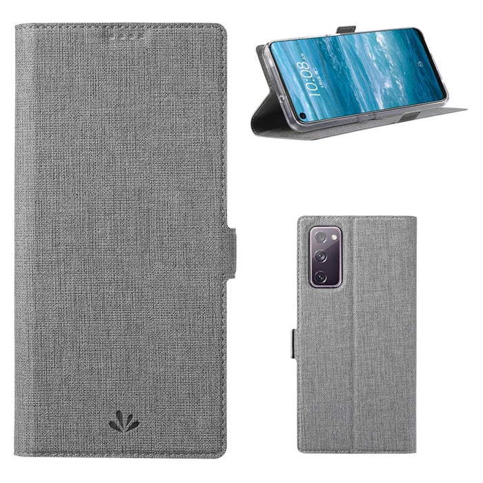 VILI K Series for Samsung Galaxy S20 FE 4G/5G/S20 Lite/S20 FE 2022 Wallet Stand Leather Cover - Grey - 1