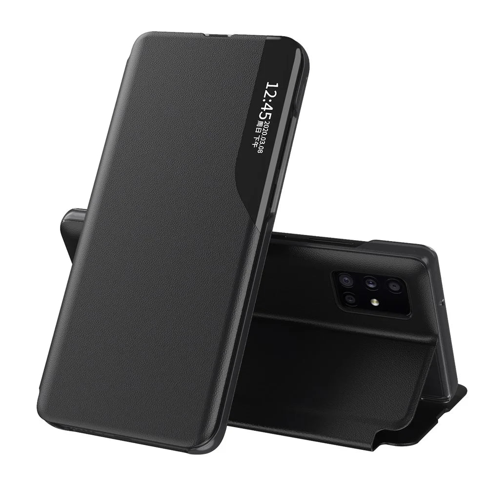 Case View Window PU Leather Stand Cover for Samsung Galaxy A51 5G SM-A516 - Black - 1