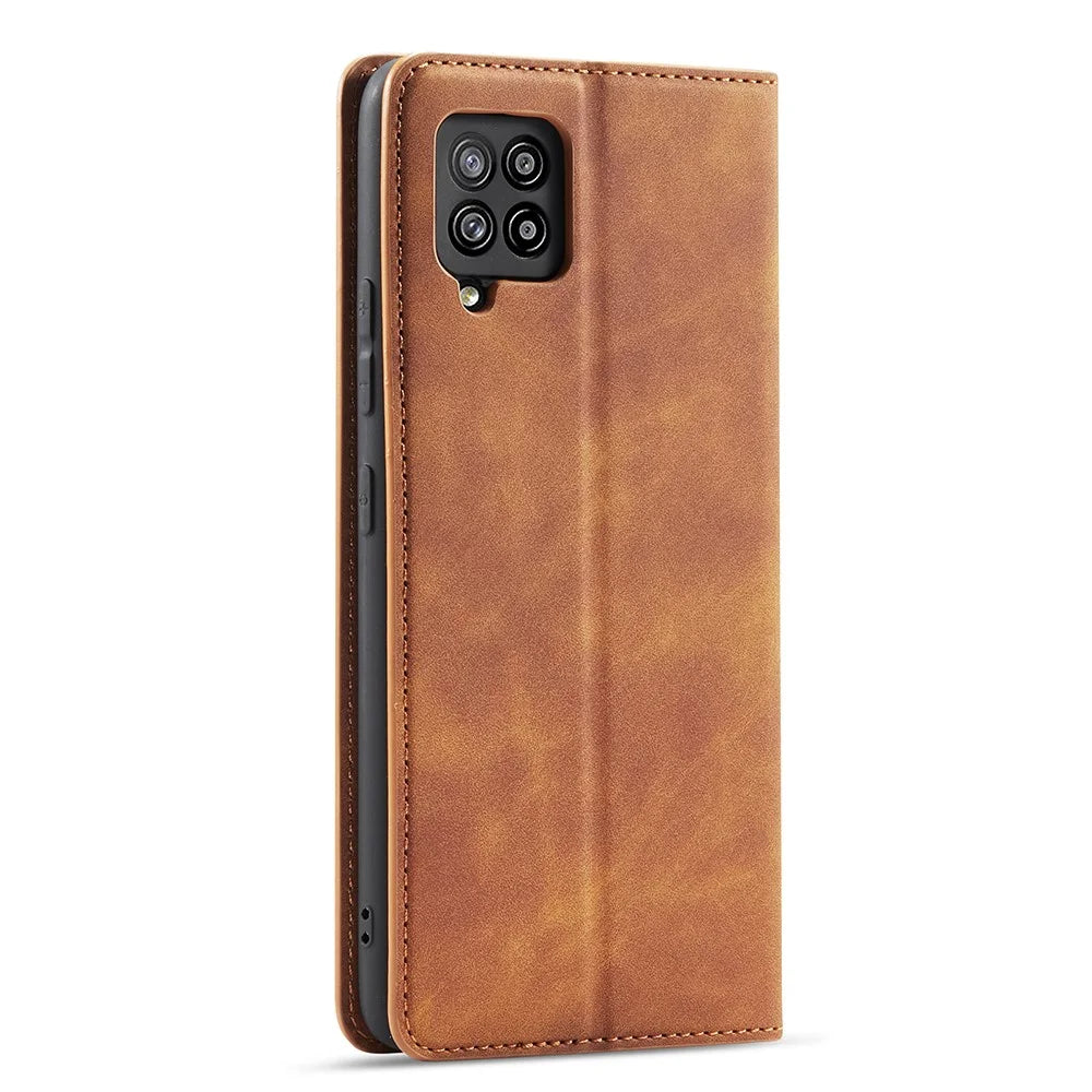 FORWENW for Samsung Galaxy A42 5G Fantasy Series Silky Touch Leather Wallet Case - Brown - 2