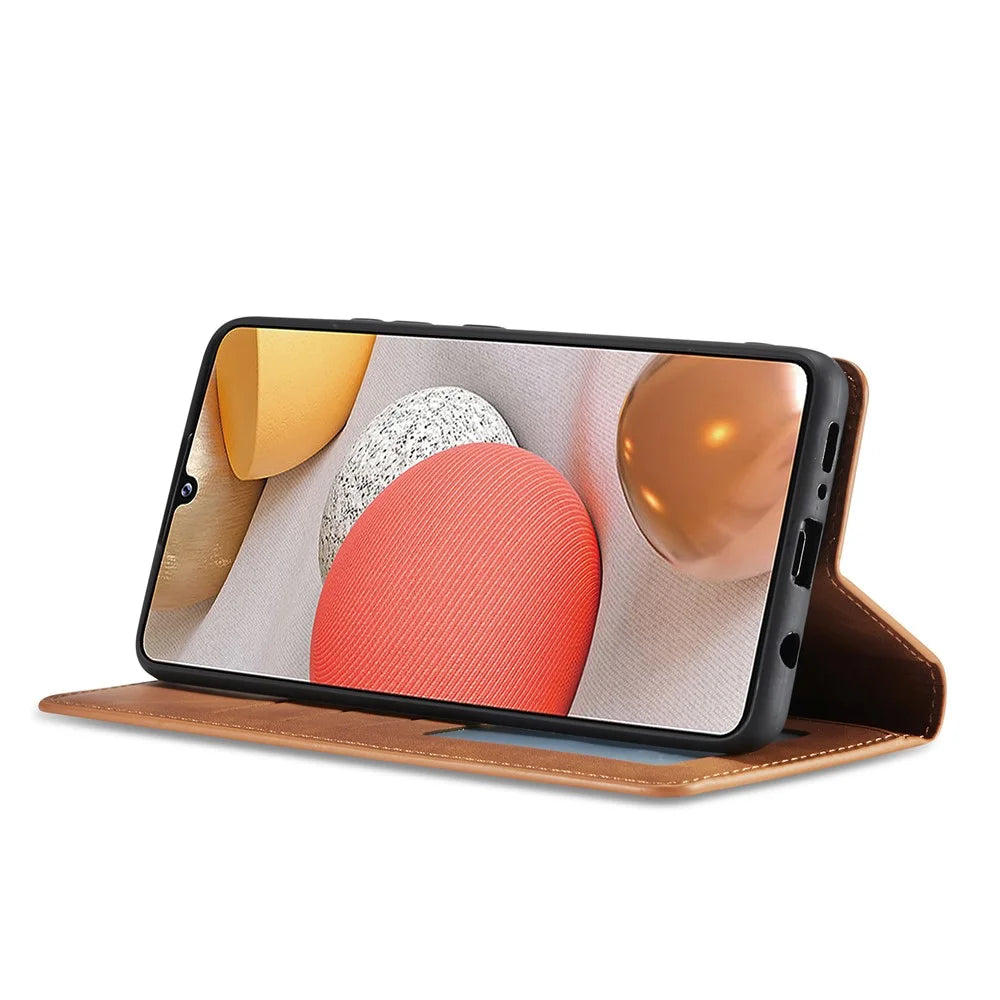 FORWENW for Samsung Galaxy A42 5G Fantasy Series Silky Touch Leather Wallet Case - Brown - 6