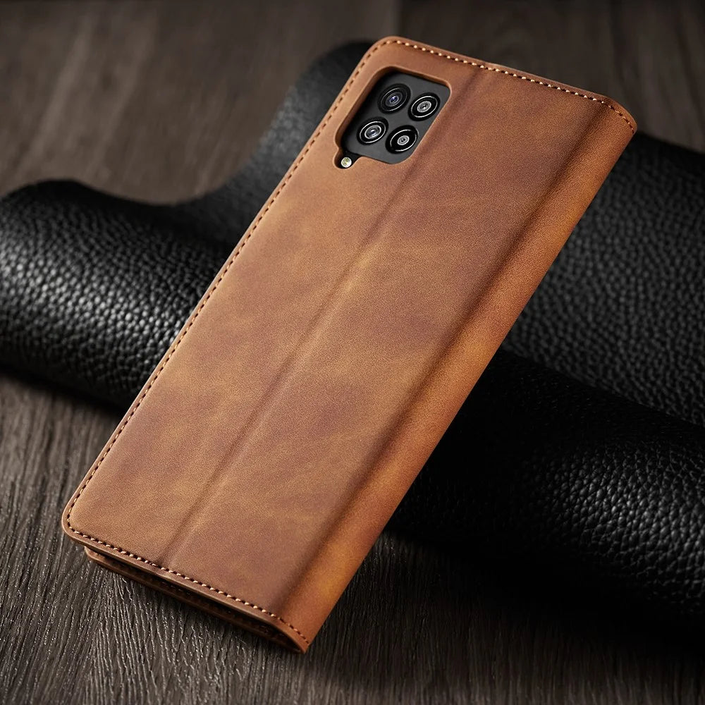 FORWENW for Samsung Galaxy A42 5G Fantasy Series Silky Touch Leather Wallet Case - Brown - 7