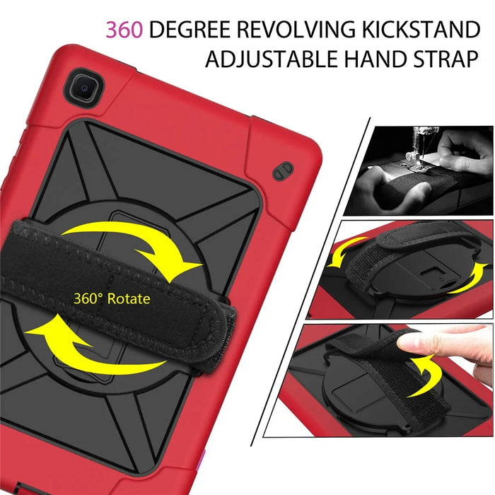 PC + TPU Hybrid Tablet Case Kickstand with Strap for Samsung Galaxy Tab A7 10.4 (2022) / (2020) - Red / Black - 6