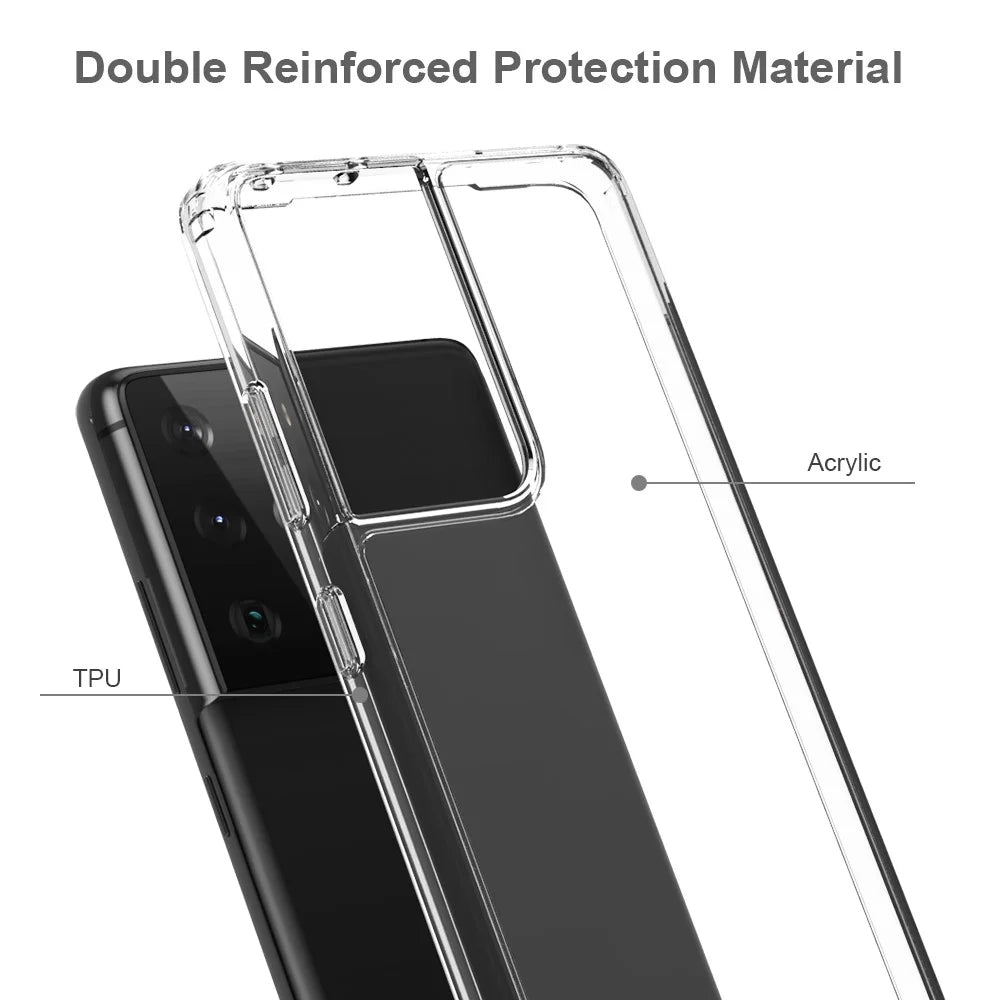 Transparent Anti-scratch Acrylic + TPU Hybrid Crystal Clear Case for Samsung Galaxy S21 Ultra 5G - 2