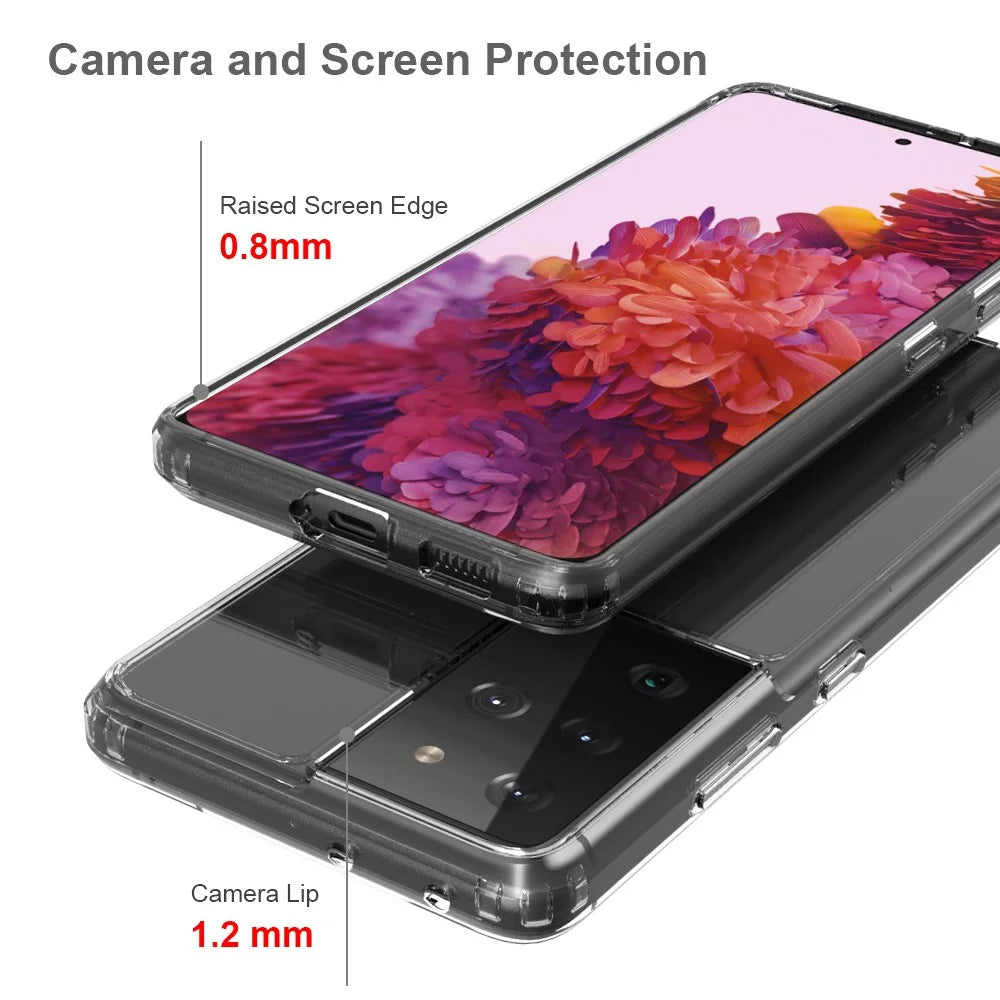 Transparent Anti-scratch Acrylic + TPU Hybrid Crystal Clear Case for Samsung Galaxy S21 Ultra 5G - 4