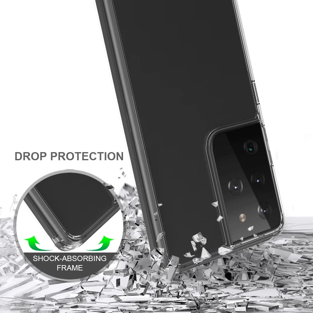 Transparent Anti-scratch Acrylic + TPU Hybrid Crystal Clear Case for Samsung Galaxy S21 Ultra 5G - 5