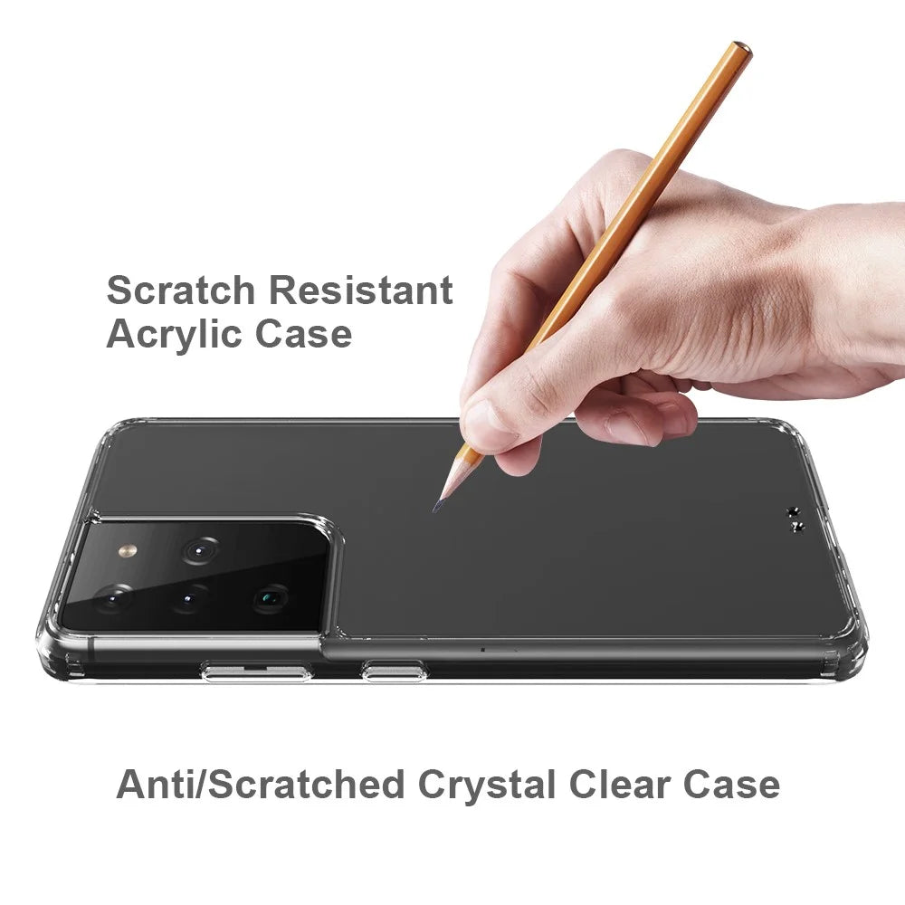 Transparent Anti-scratch Acrylic + TPU Hybrid Crystal Clear Case for Samsung Galaxy S21 Ultra 5G - 6