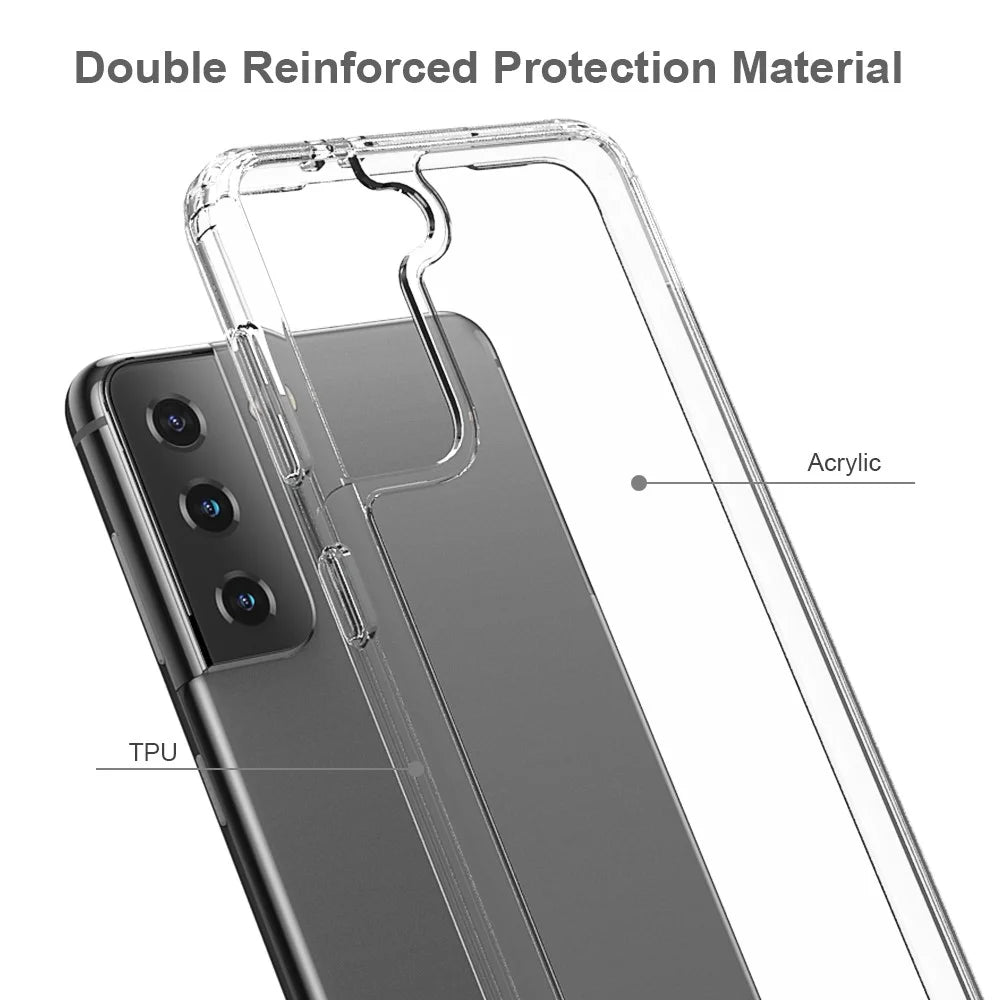Crystal Clear Anti-scratch Transparent Acrylic + TPU Hybrid Case for Samsung Galaxy S21 4G/5G - 3