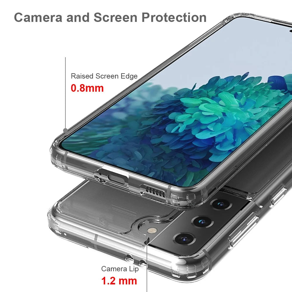 Crystal Clear Anti-scratch Transparent Acrylic + TPU Hybrid Case for Samsung Galaxy S21 4G/5G - 4
