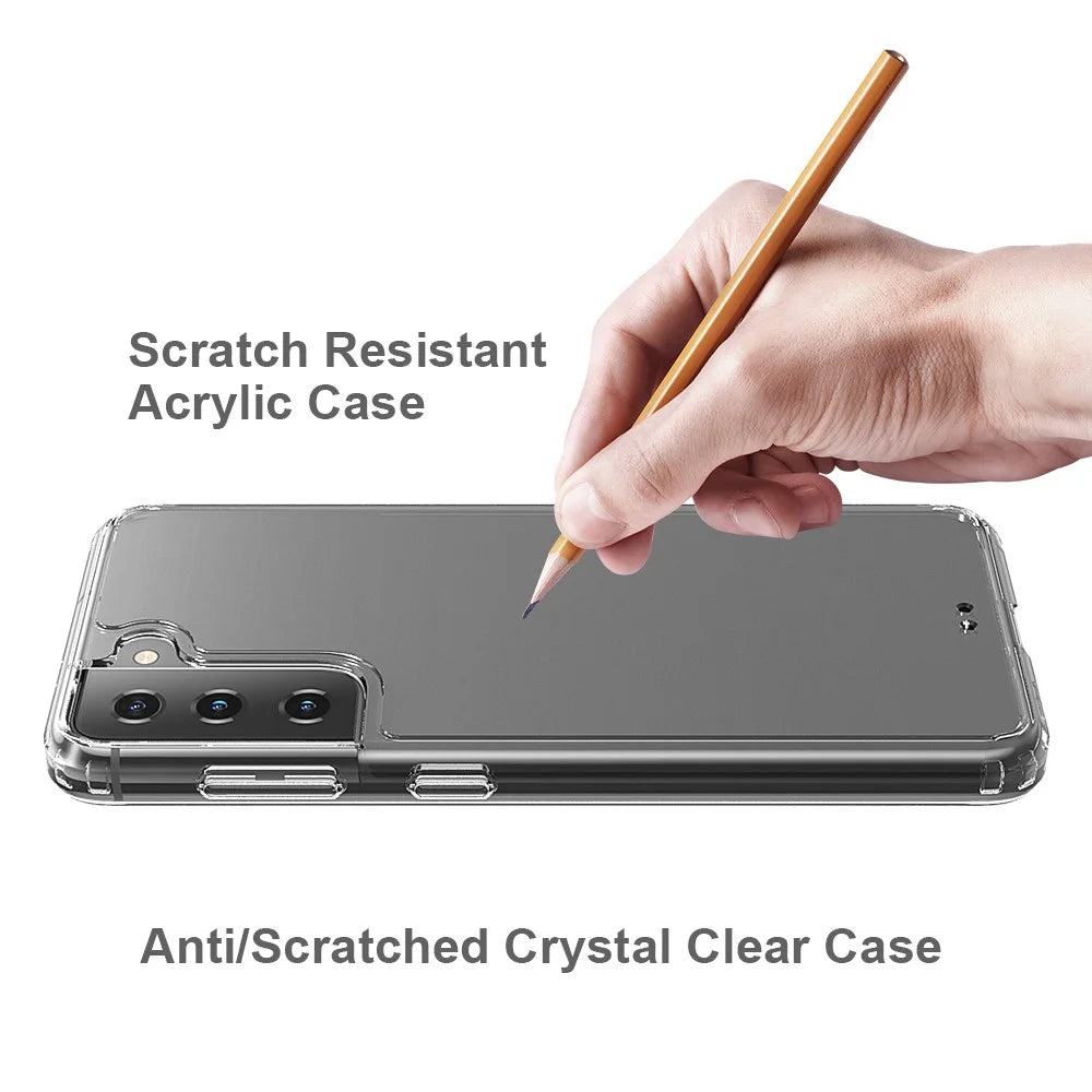 Crystal Clear Anti-scratch Transparent Acrylic + TPU Hybrid Case for Samsung Galaxy S21 4G/5G - 6