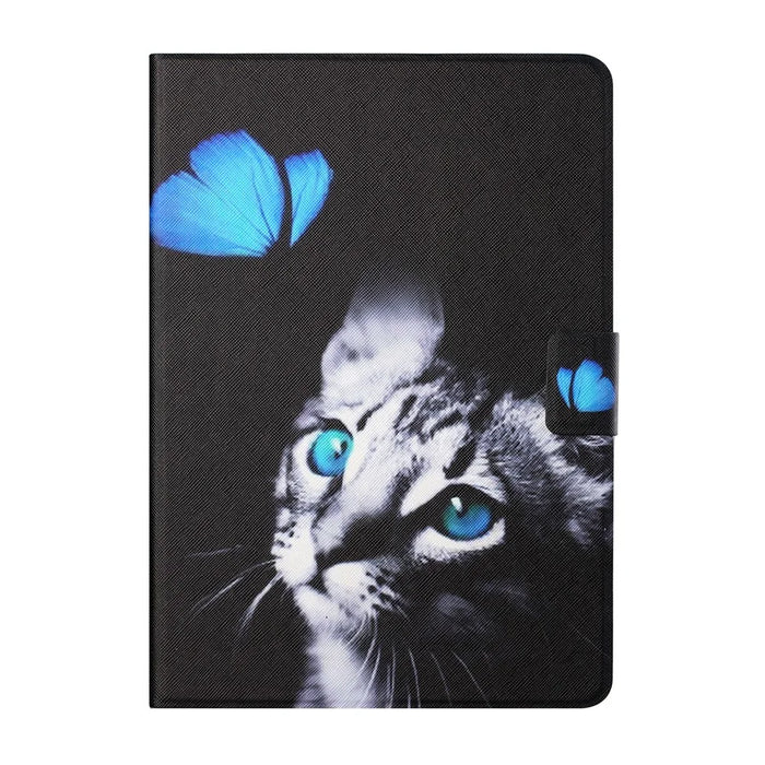 Distinctive Patterned Tablet Protector for Samsung Galaxy Tab A7 10.4 (2020) / (2022) Card Slots Stand Leather Cover - Cat and Butterfly - 2