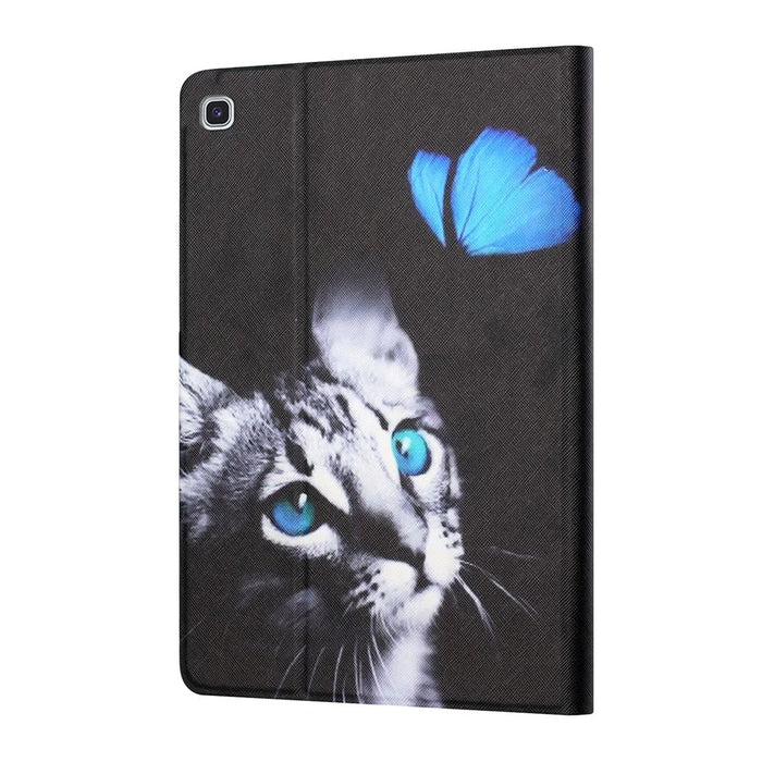 Distinctive Patterned Tablet Protector for Samsung Galaxy Tab A7 10.4 (2020) / (2022) Card Slots Stand Leather Cover - Cat and Butterfly - 3