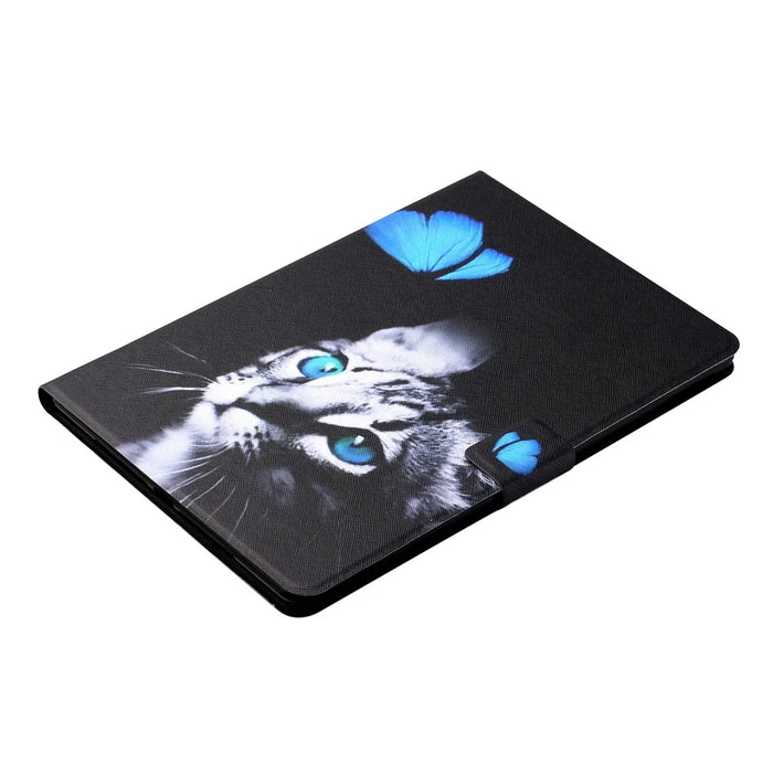 Distinctive Patterned Tablet Protector for Samsung Galaxy Tab A7 10.4 (2020) / (2022) Card Slots Stand Leather Cover - Cat and Butterfly - 4