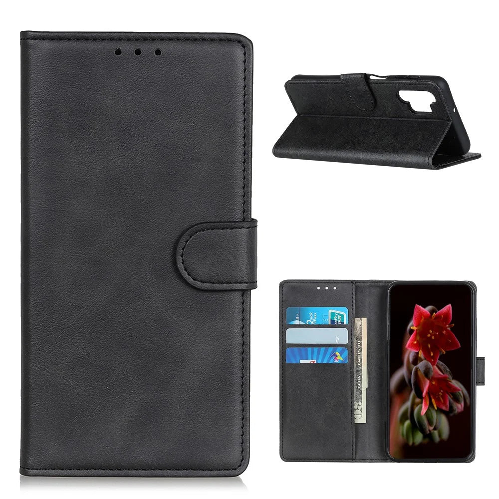Cell Phone Cover Wallet Stand for Samsung Galaxy A32 5G / M32 5G PU Leather Phone Protector Case - Black - 1