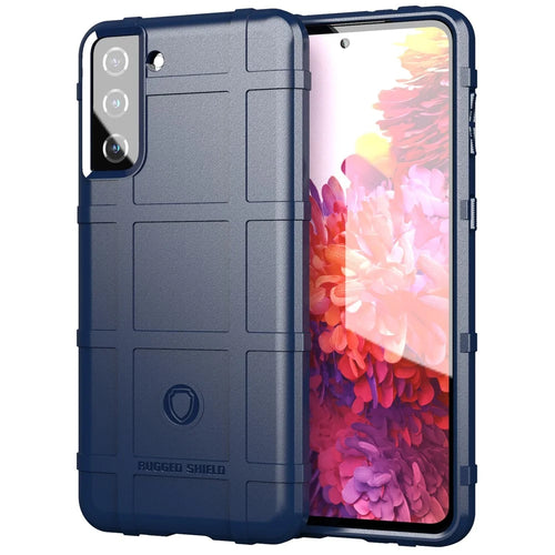 Rugged Shield Square Grid Texture TPU Phone Cover for Samsung Galaxy S21 4G/5G - Blue - 1