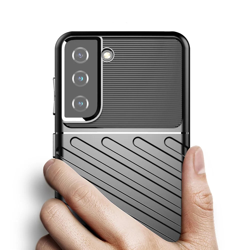 Thunder Series Soft TPU Twill Texture Design Phone Shell for Samsung Galaxy S21 4G / 5G - Black - 3