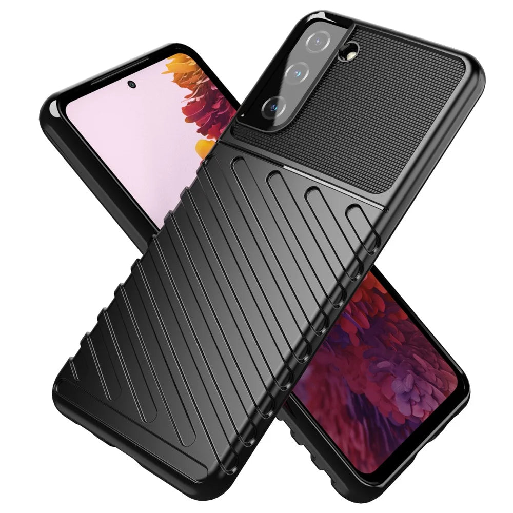 Thunder Series Twill Texture Soft TPU Phone Shell for Samsung Galaxy S21 Plus 5G - Black - 2
