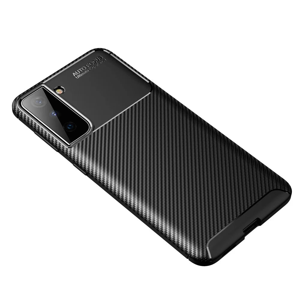 Shock Absorption Carbon Fiber TPU Phone Protector Case for Samsung Galaxy S21 4G/5G Cell Phone Accessory - Black - 2