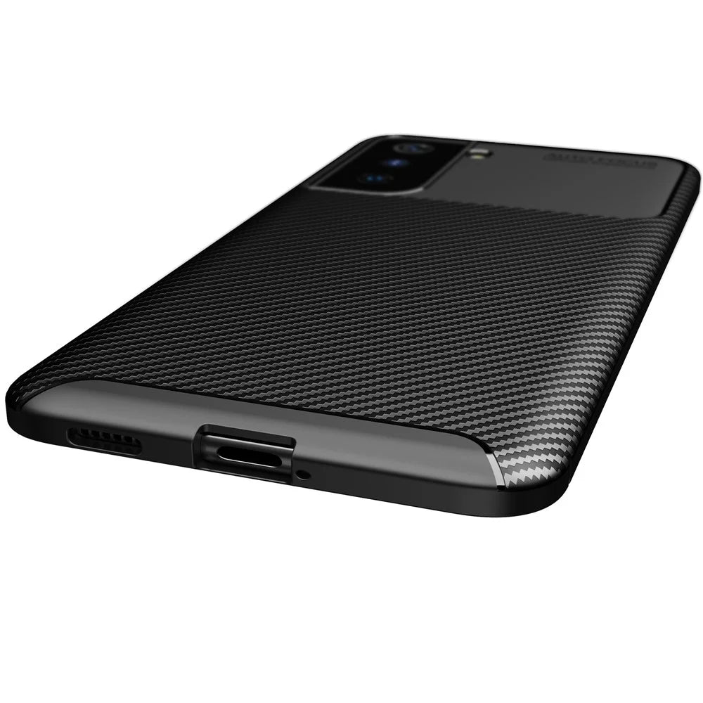 Shock Absorption Carbon Fiber TPU Phone Protector Case for Samsung Galaxy S21 4G/5G Cell Phone Accessory - Black - 3