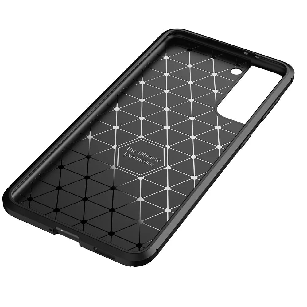 Shock Absorption Carbon Fiber TPU Phone Protector Case for Samsung Galaxy S21 4G/5G Cell Phone Accessory - Black - 5