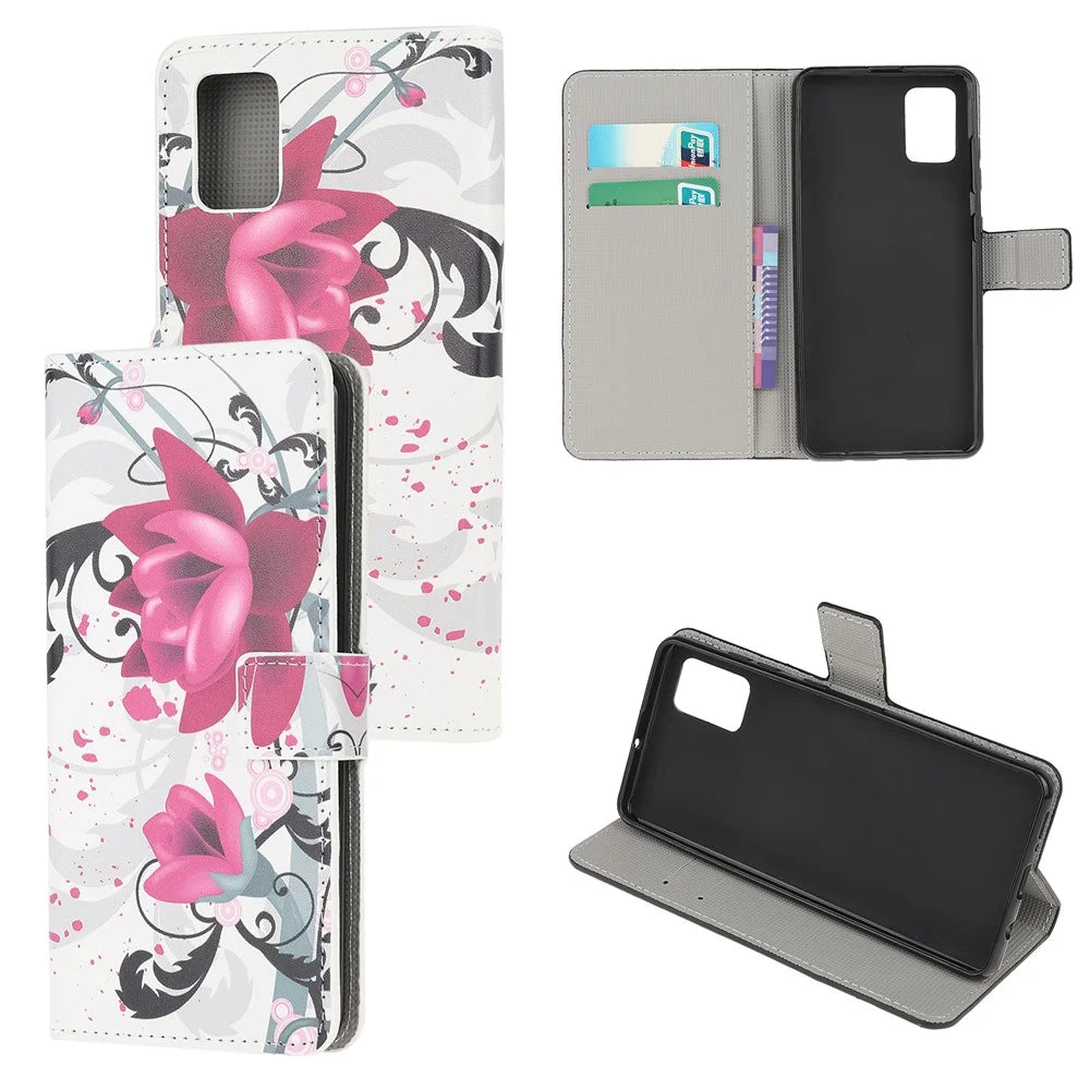 Pattern Printing Protector for Samsung Galaxy A02s (164.2mm) PU Leather Wallet Stand Cover - Pretty Flower - 1