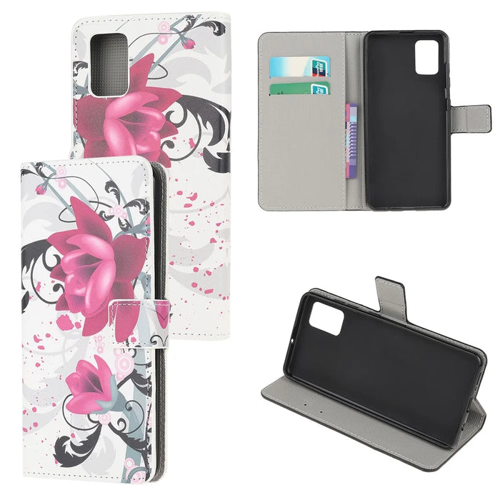 Pattern Printing Protector for Samsung Galaxy A02s (164.2mm) PU Leather Wallet Stand Cover - Pretty Flower - 1